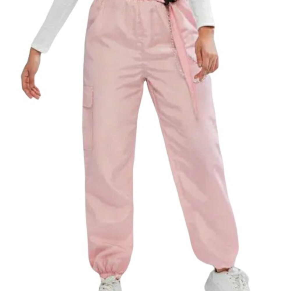 Zaful Pink Cargo Joggers Medium Swishy Pants